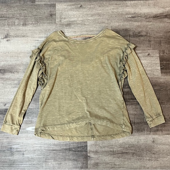PILCRO BY ANTHROPOLOGIE Ruffle Open Back Long Sleeve Tee - Moss - Picture 4 of 9